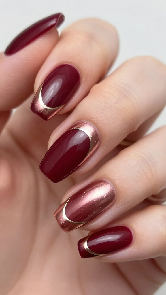 Burgundy and rose gold half moons