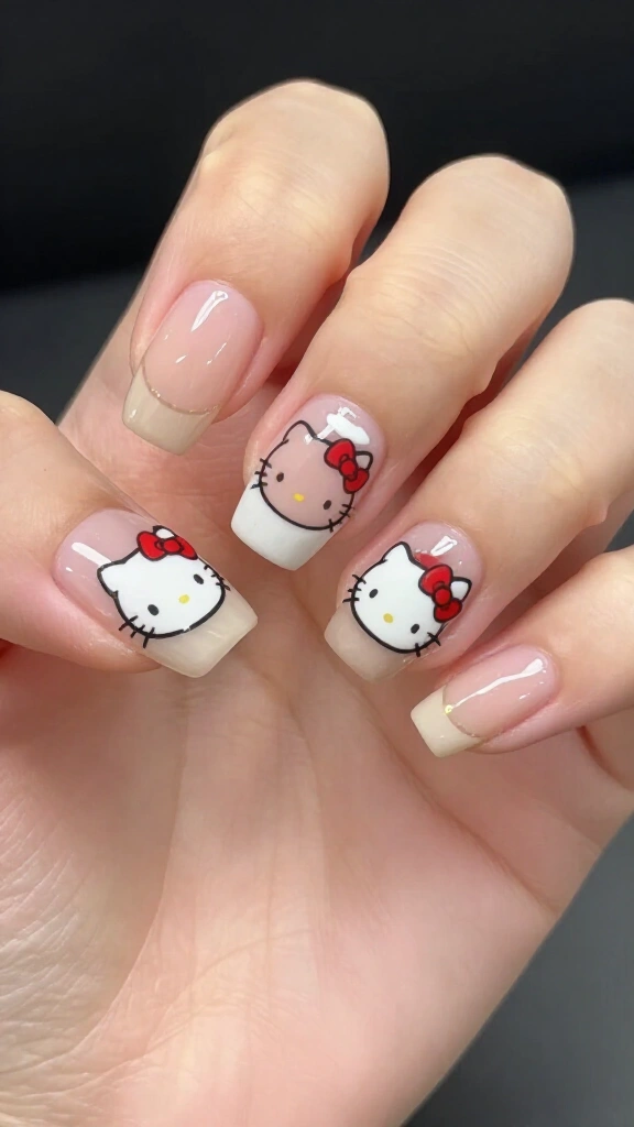 Minimalist Outline Santa Kitty