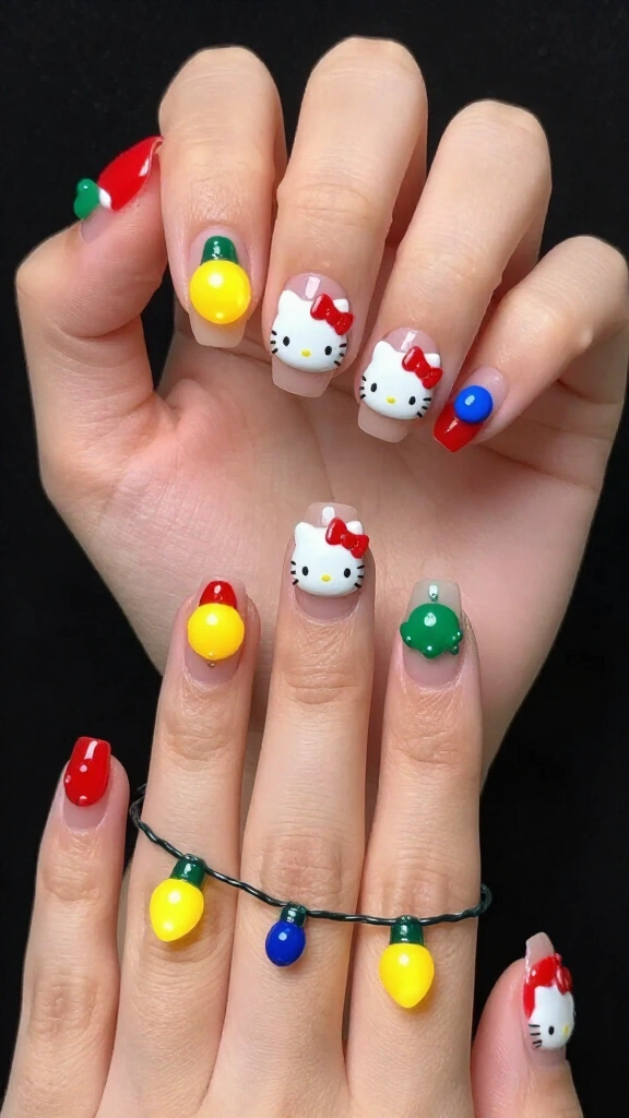 Kawaii Christmas Lights Garland Kitty