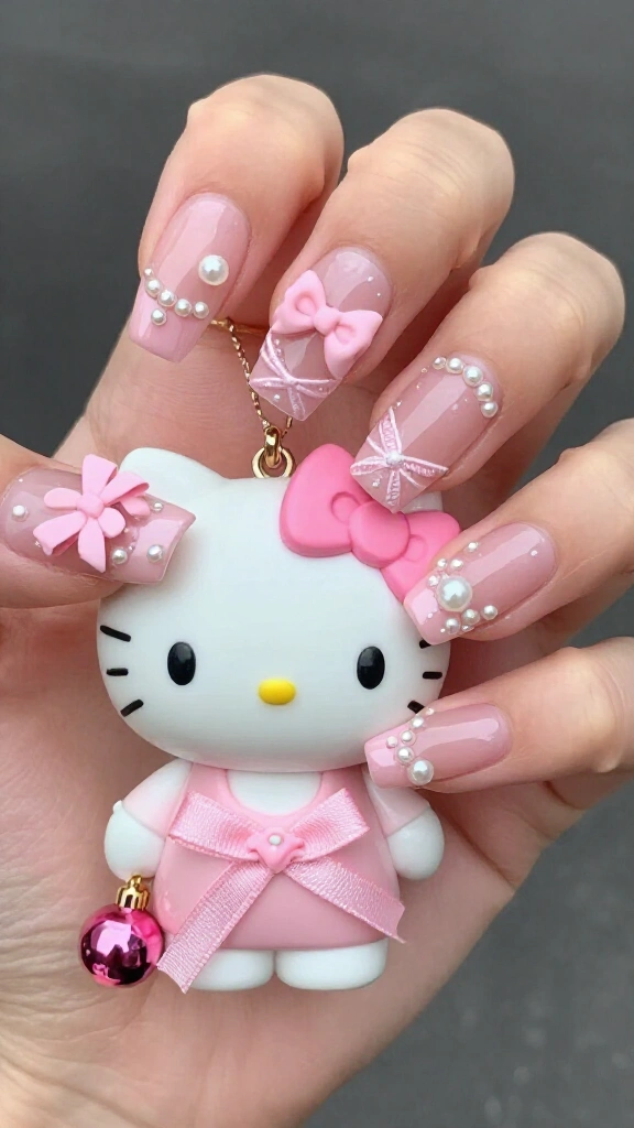Coquette Pink Bow & Bauble Kitty