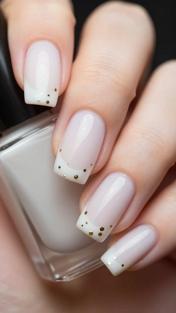 Milky White with Gold Cuticle Dots