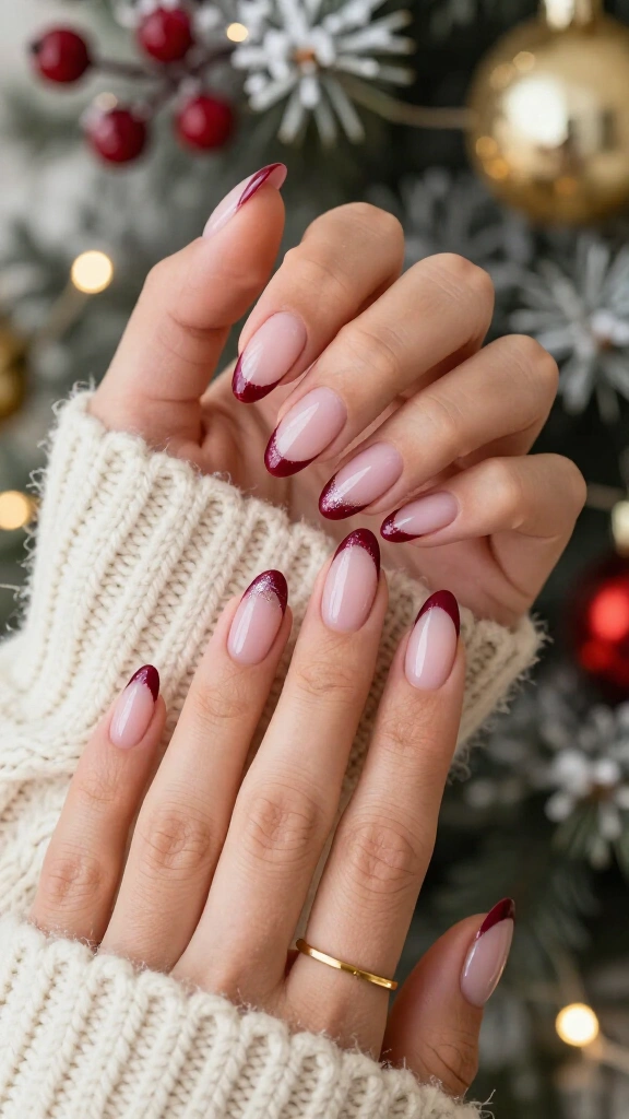 Frosted Cranberry French Tips