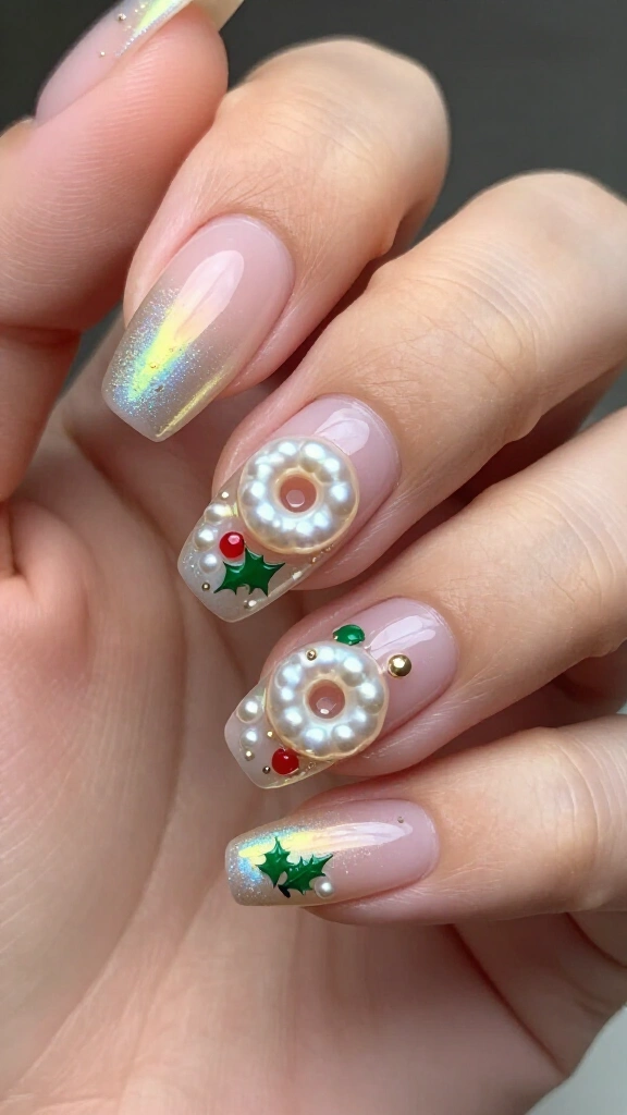 Glazed Donut Pearl with Micro Holly