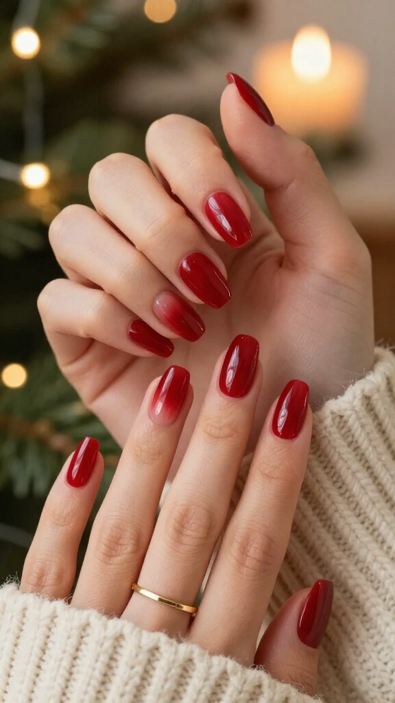 Ruby Red Jelly Glass Nails