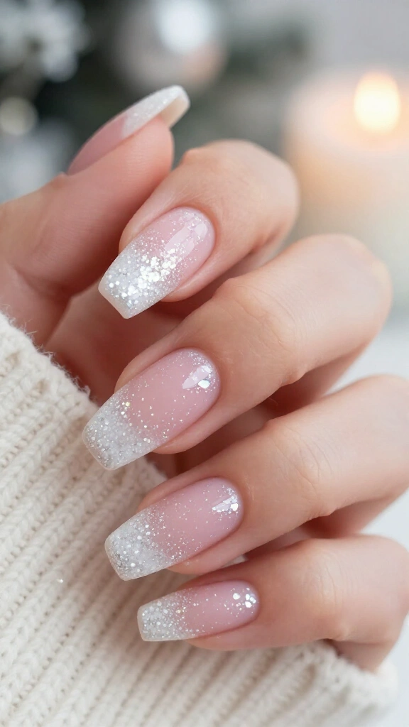 Icy Sugar Glitter French Fade