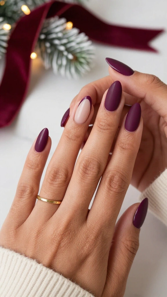 Matte Plum with Glossy French Smile Lines