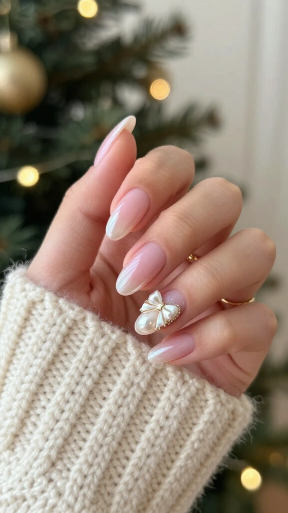 Pearlescent Bow Accents on Bare Pink