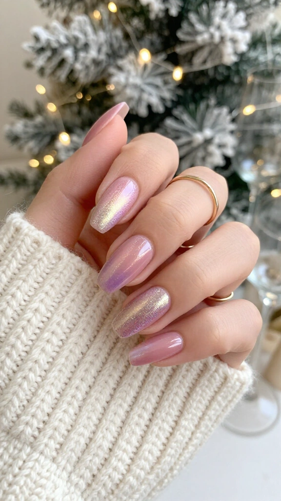 Pink velvet cat-eye almond nails