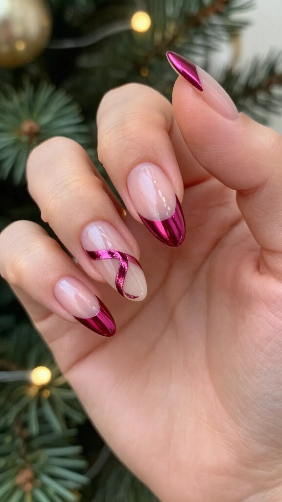 Metallic magenta tinsel waves