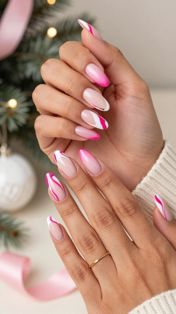 Peppermint swirl ballerina acrylics