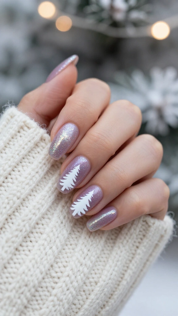 Holographic mauve winter forest