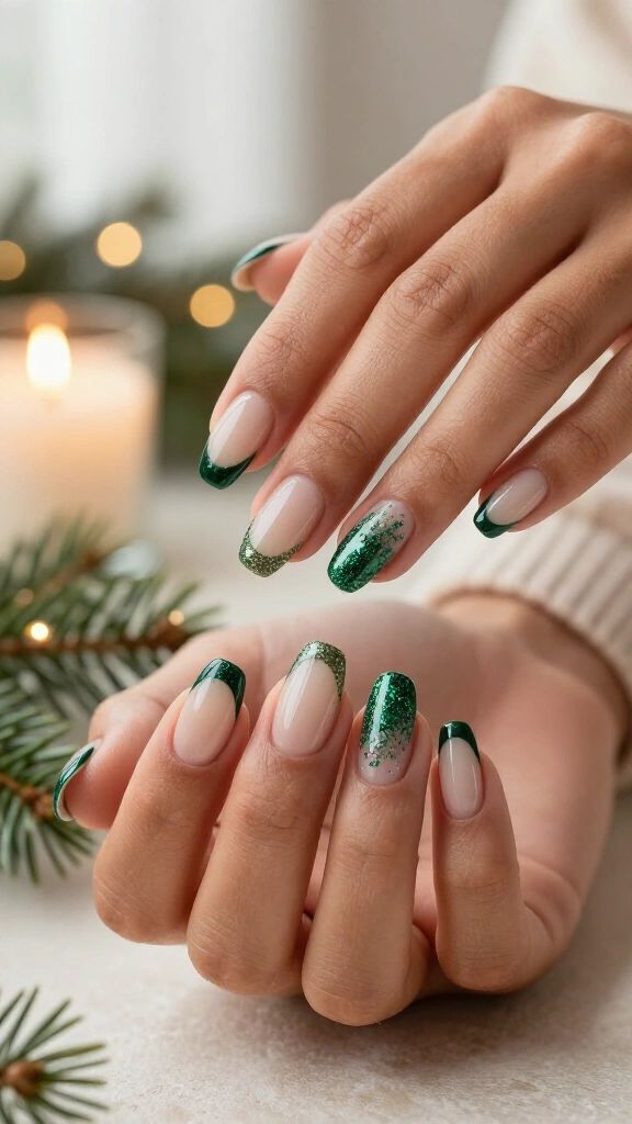 Shimmering forest green tips