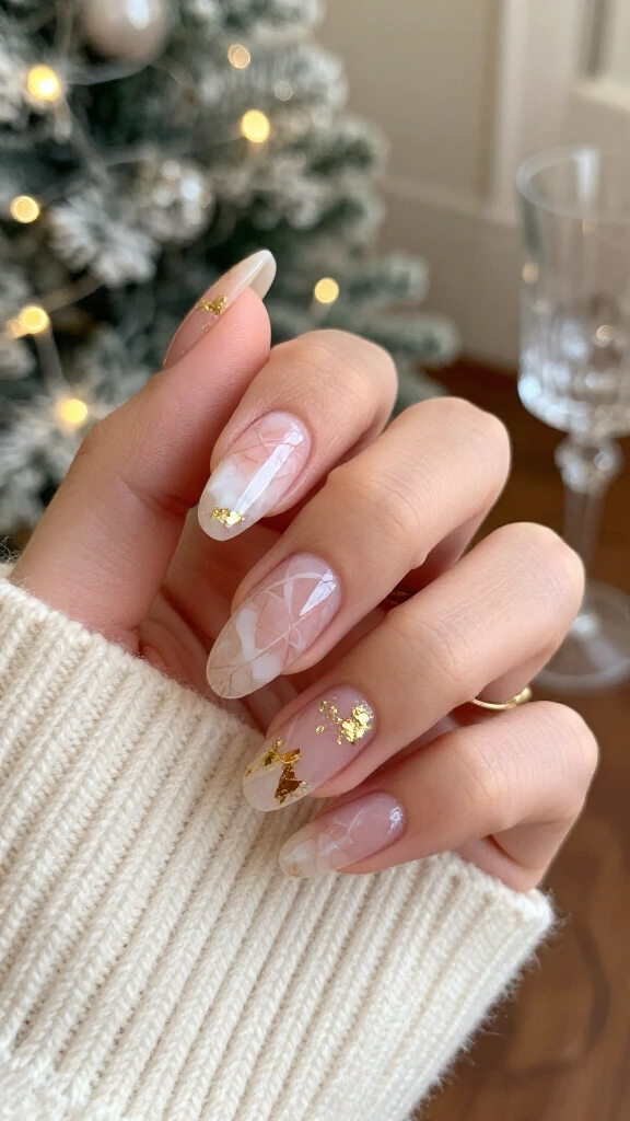 Rose quartz marble with gold flakes