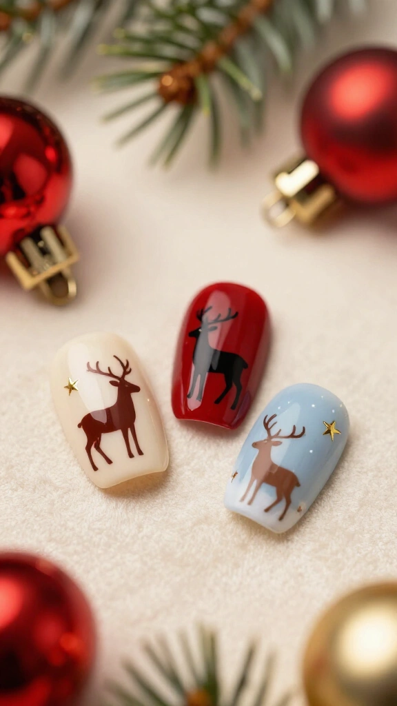 Retro reindeer silhouettes