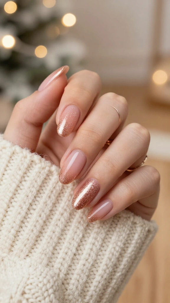 Rose gold glitter ombre