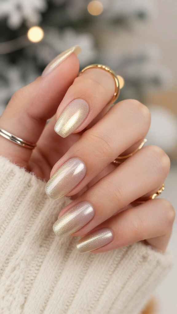 Velvety champagne cat-eye BIAB