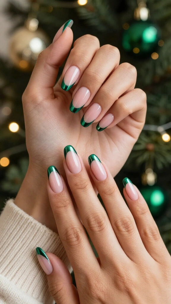 Emerald chrome French tips
