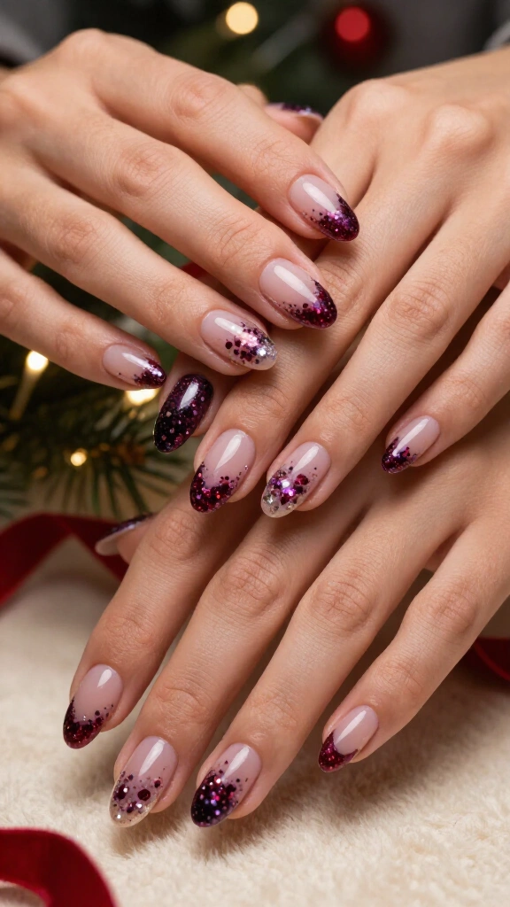 Sheer plum jelly with micro-glitter