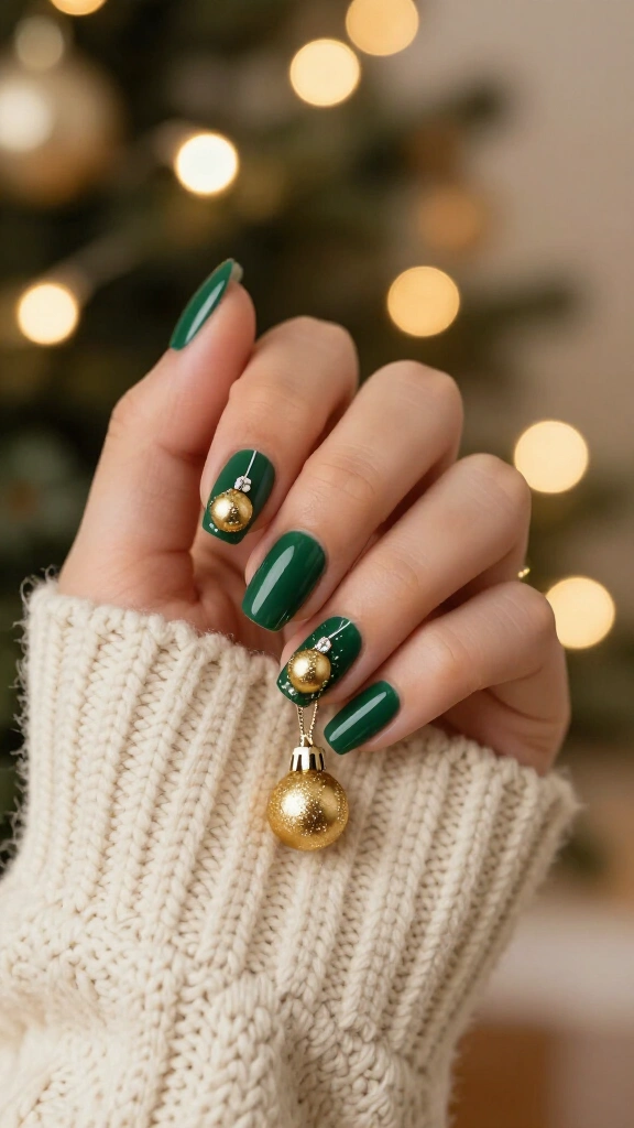 Gold ornament nail art