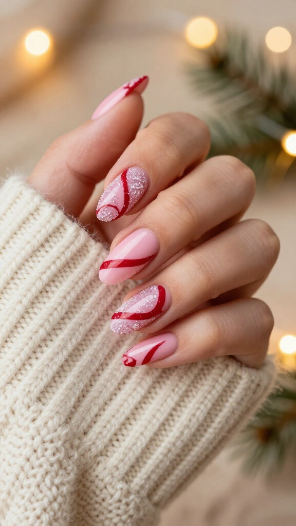 Sugar-spun candy cane swirls