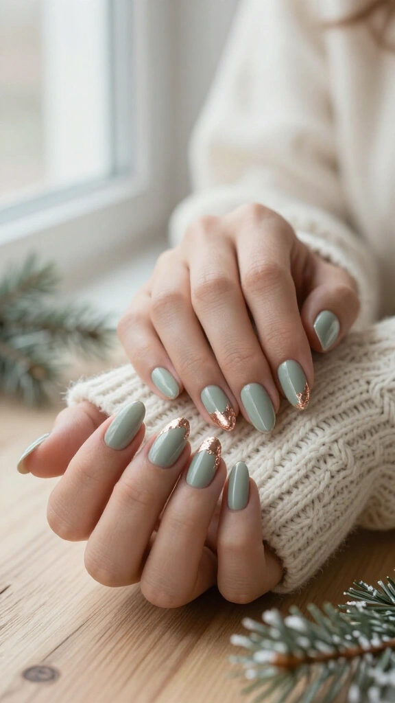 Soft sage and rose gold foil