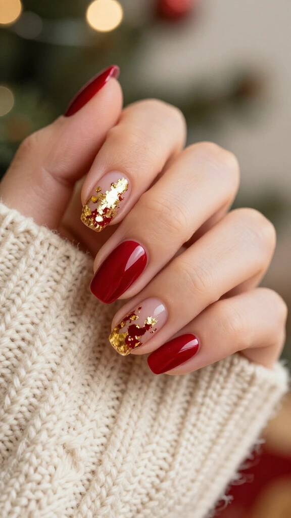 Festive Red with Gold Foil Flakes