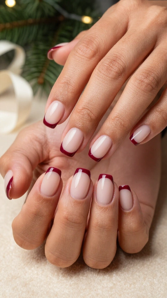 Deep Cranberry Micro-French Square Tips
