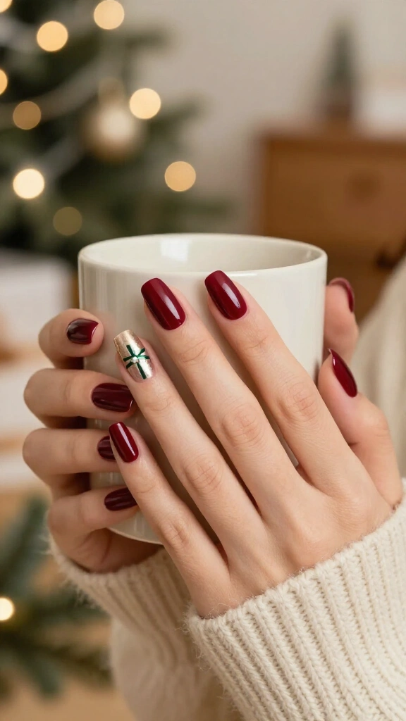 Wrapped Gift Accent Nail