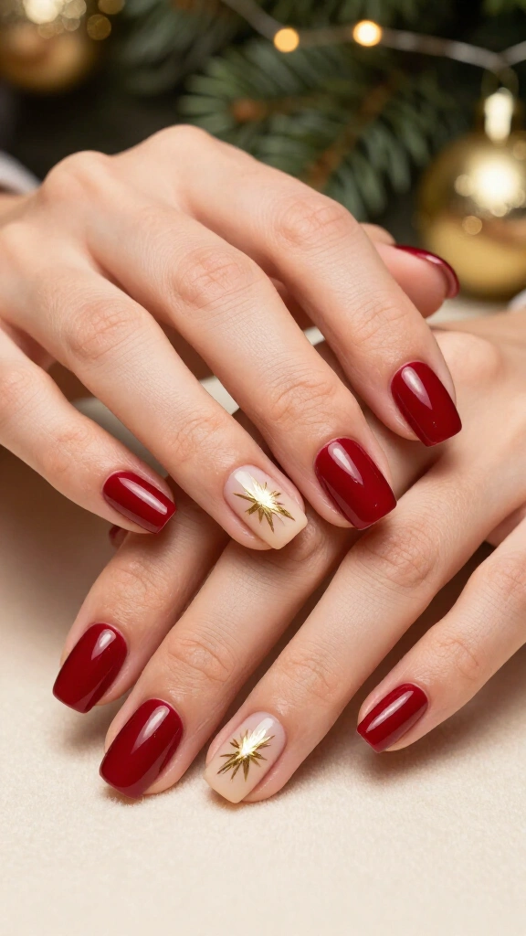 Ruby Red Gloss with a Solitary Gold Starburst