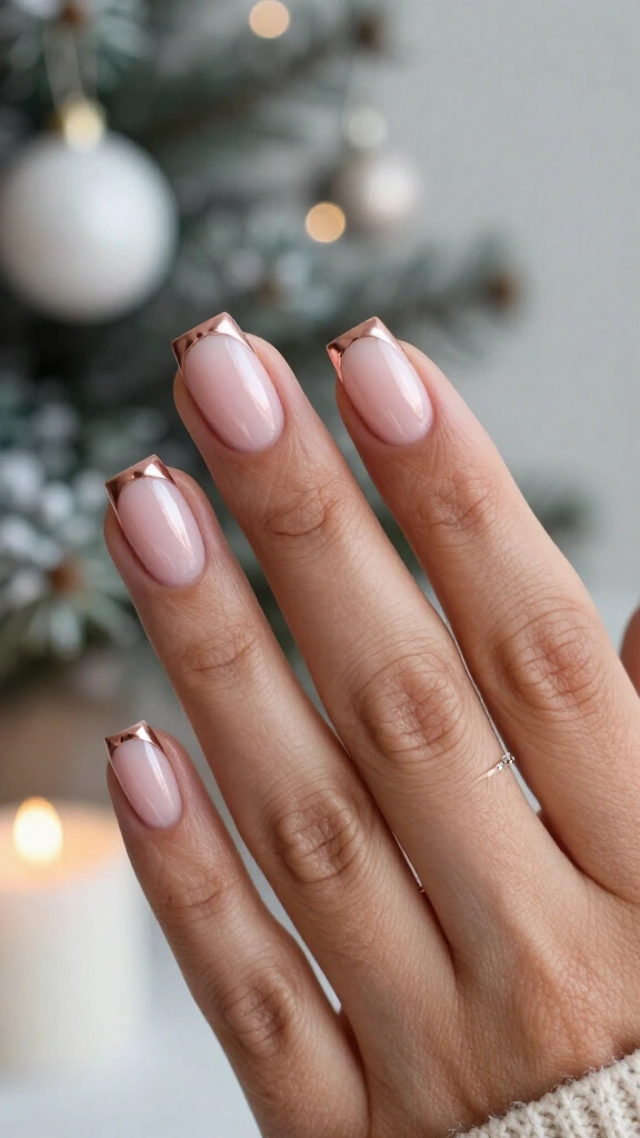 Rose Gold Chrome French Squares