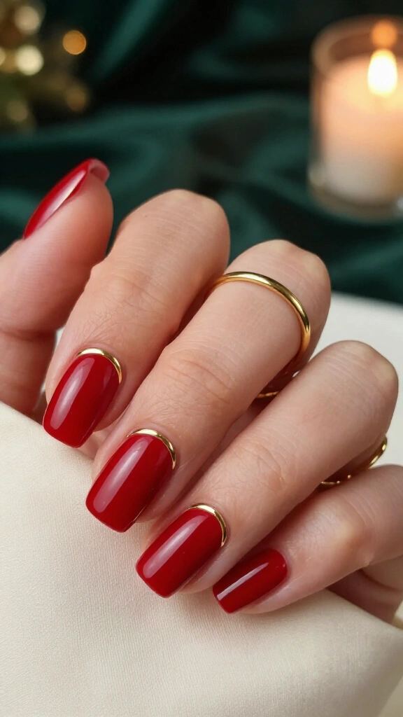Crimson Squares with Dainty Cuticle Cuffs