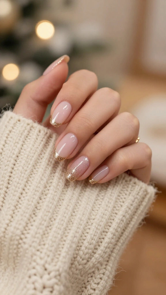 Micro-glitter French tips