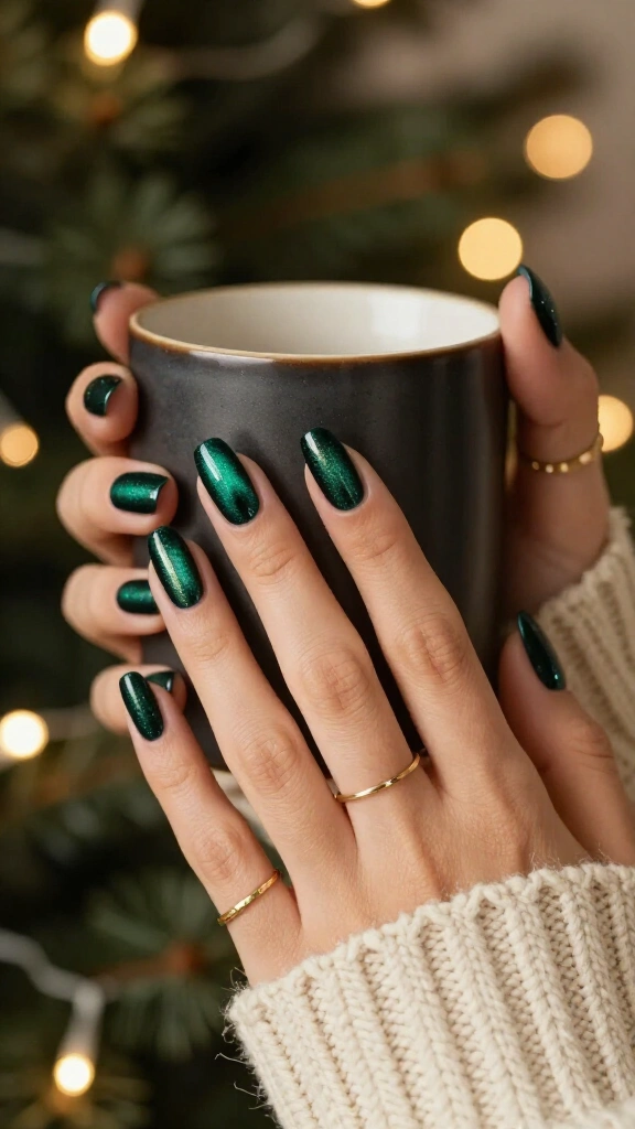 Deep emerald velvet cat-eye