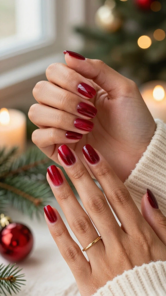 Cranberry jelly glass nails