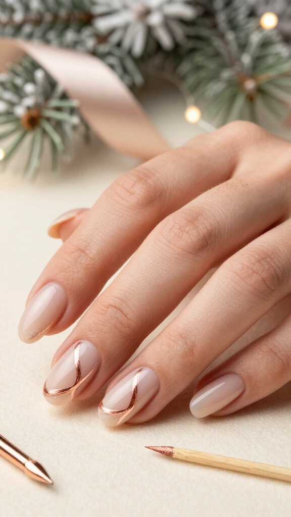 Rose gold ribbon swirls
