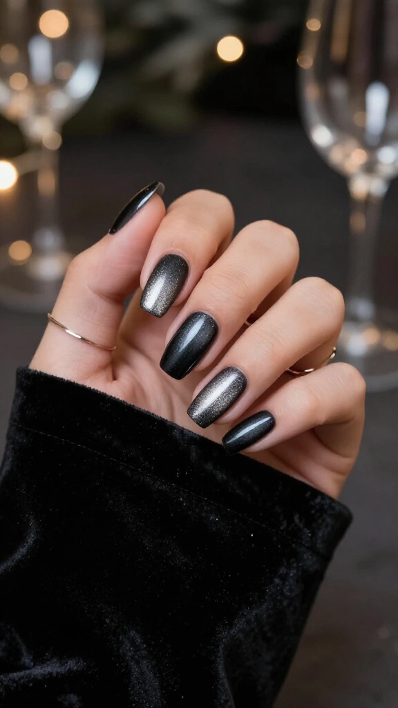 Sparkling charcoal cat-eye polish