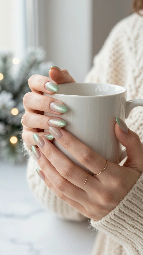 Pistachio shimmer tips