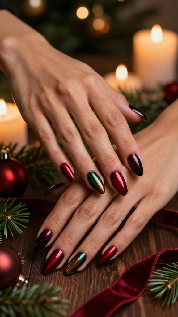 Cranberry velvet to deep crimson fade