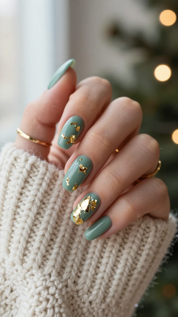 Muted sage foil flakes