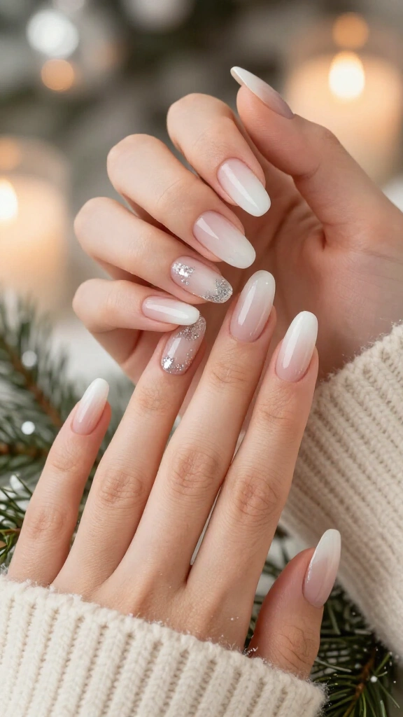 Snowfall milky French ombre