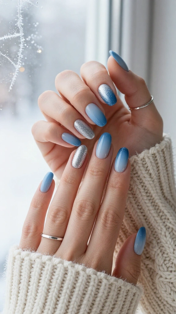 Icy winter blue and silver dust