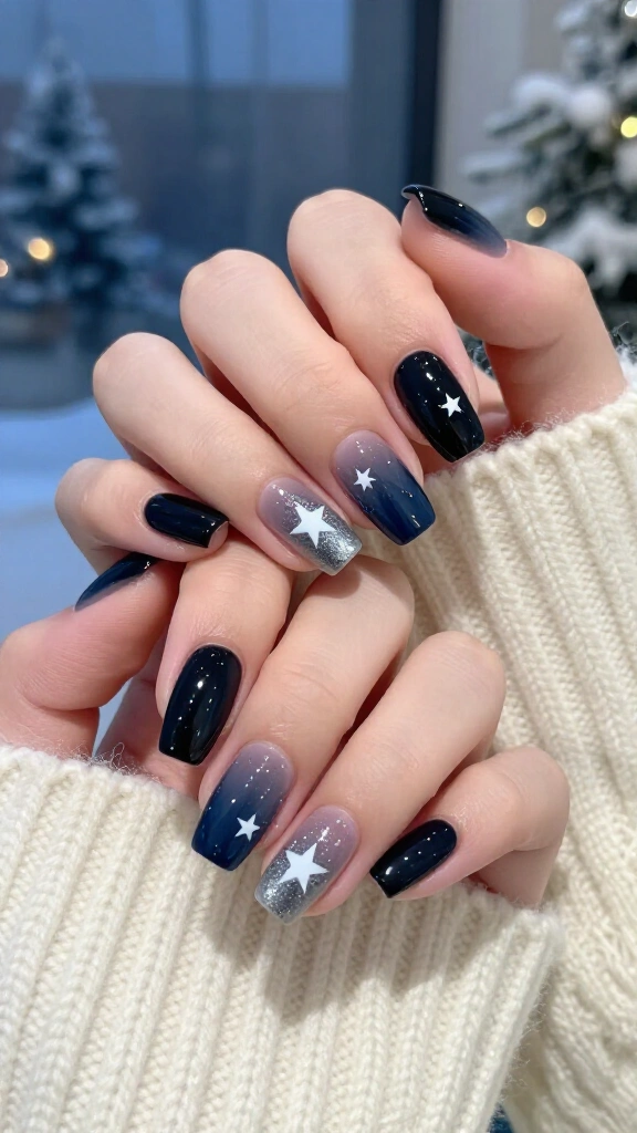 Midnight sky starry ombre