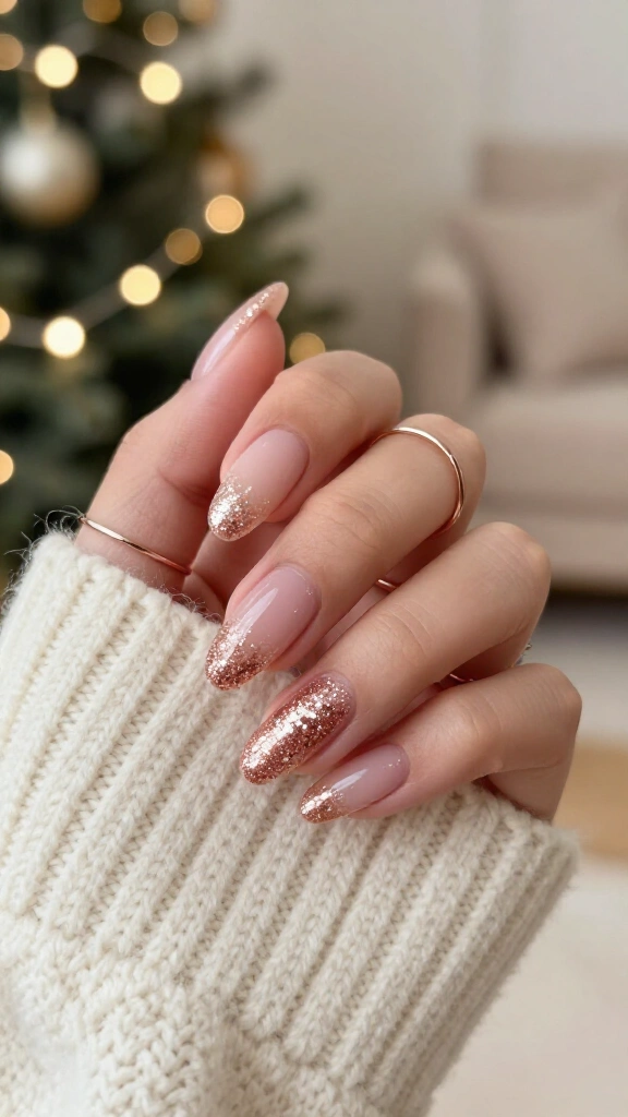 Rose gold glitz holiday fade