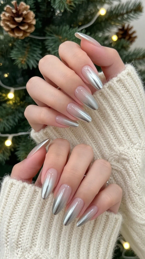 Frosted chrome icicle ombre