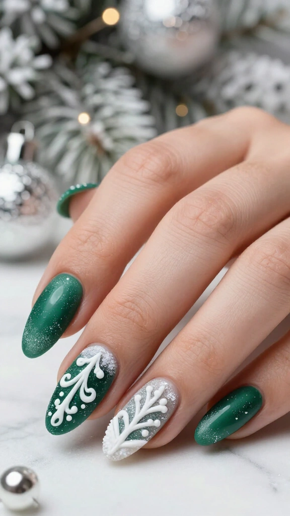 Frosted Emerald with White Noel Calligraphy