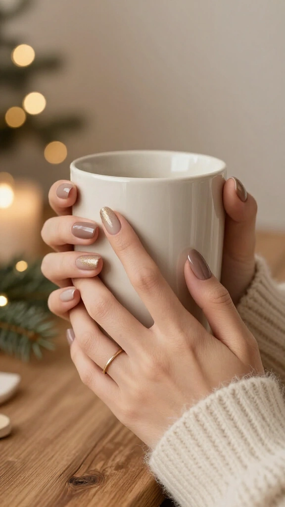 Cozy cashmere taupe with fine gold shimmer