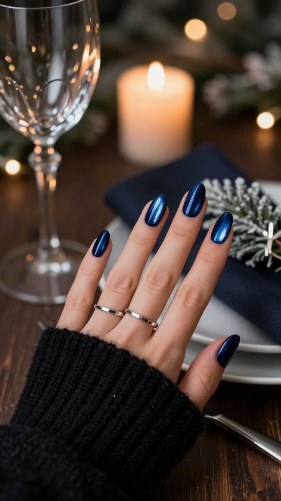 Midnight blue velvet nails
