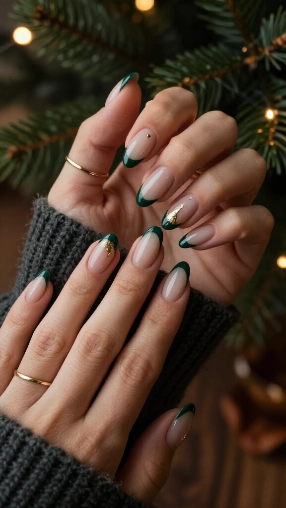 Deep emerald green French tips