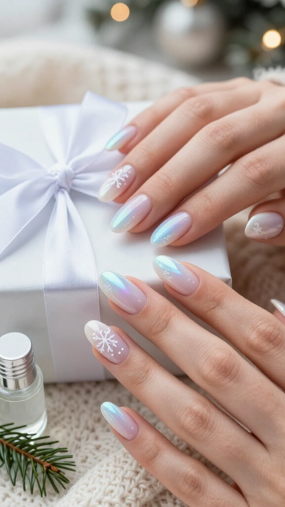Iridescent opal snowflake ombre