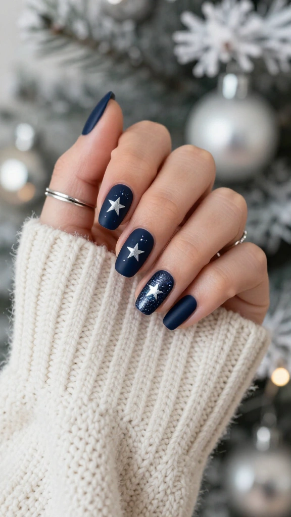 Matte Midnight Navy and Silver Starlight Noel